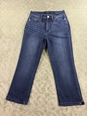 Judy Blue Skinny Fit Capri Jeans Women’s Size 1/25 Dark Wash Stretch Slit Hem